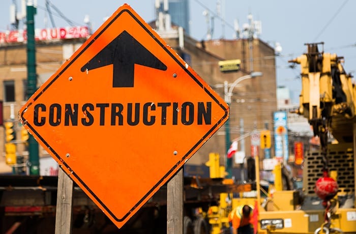 Construction sign board